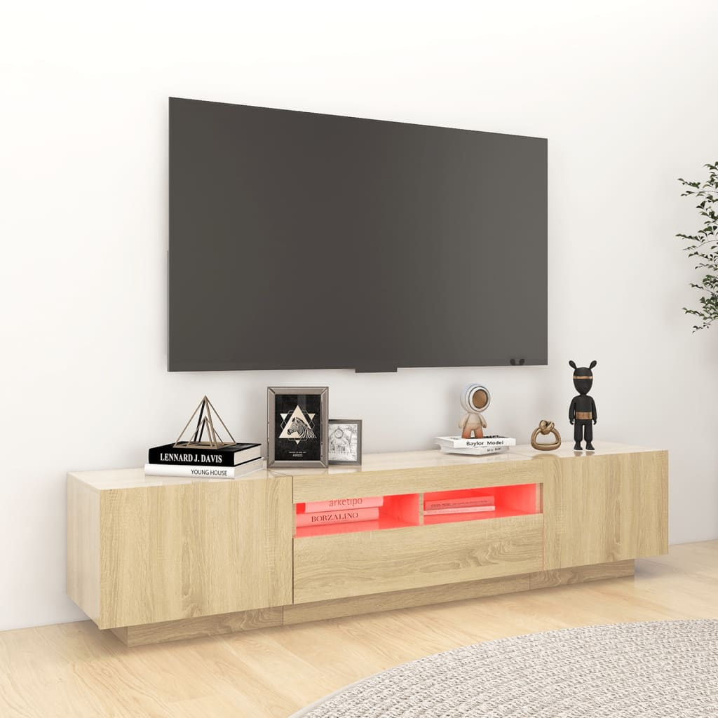 Móvel de TV com luzes LED 180x35x40 cm branco