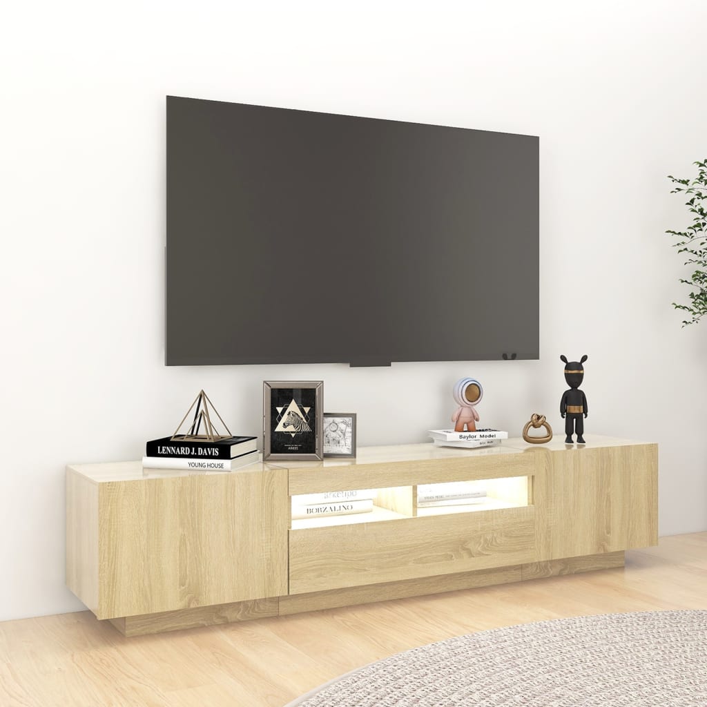 Móvel de TV com luzes LED 180x35x40 cm branco