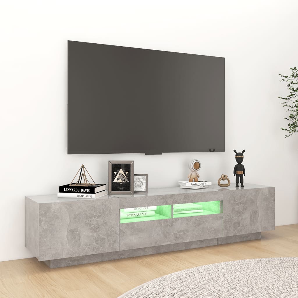 Móvel de TV com luzes LED 180x35x40 cm branco