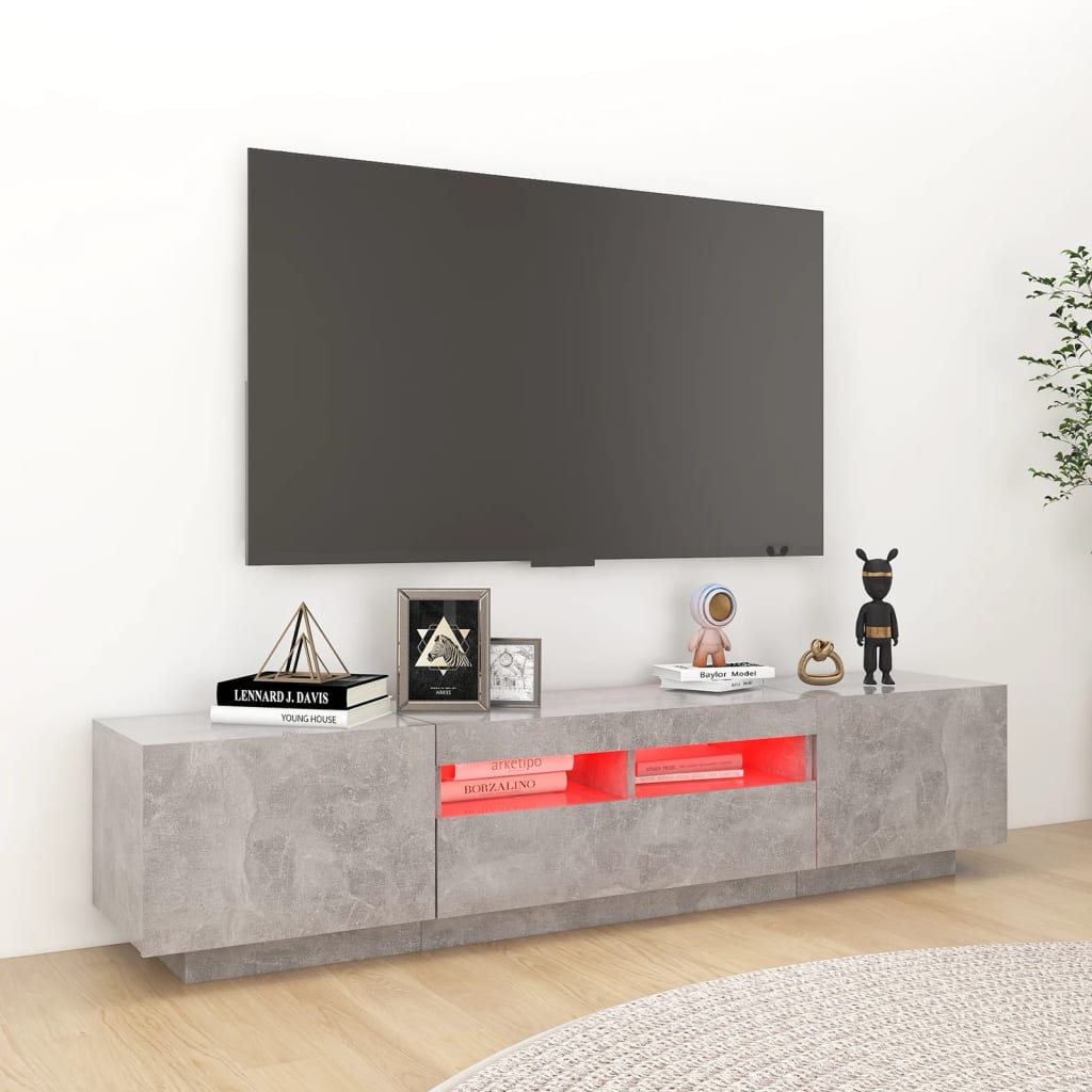 Móvel de TV com luzes LED 180x35x40 cm branco