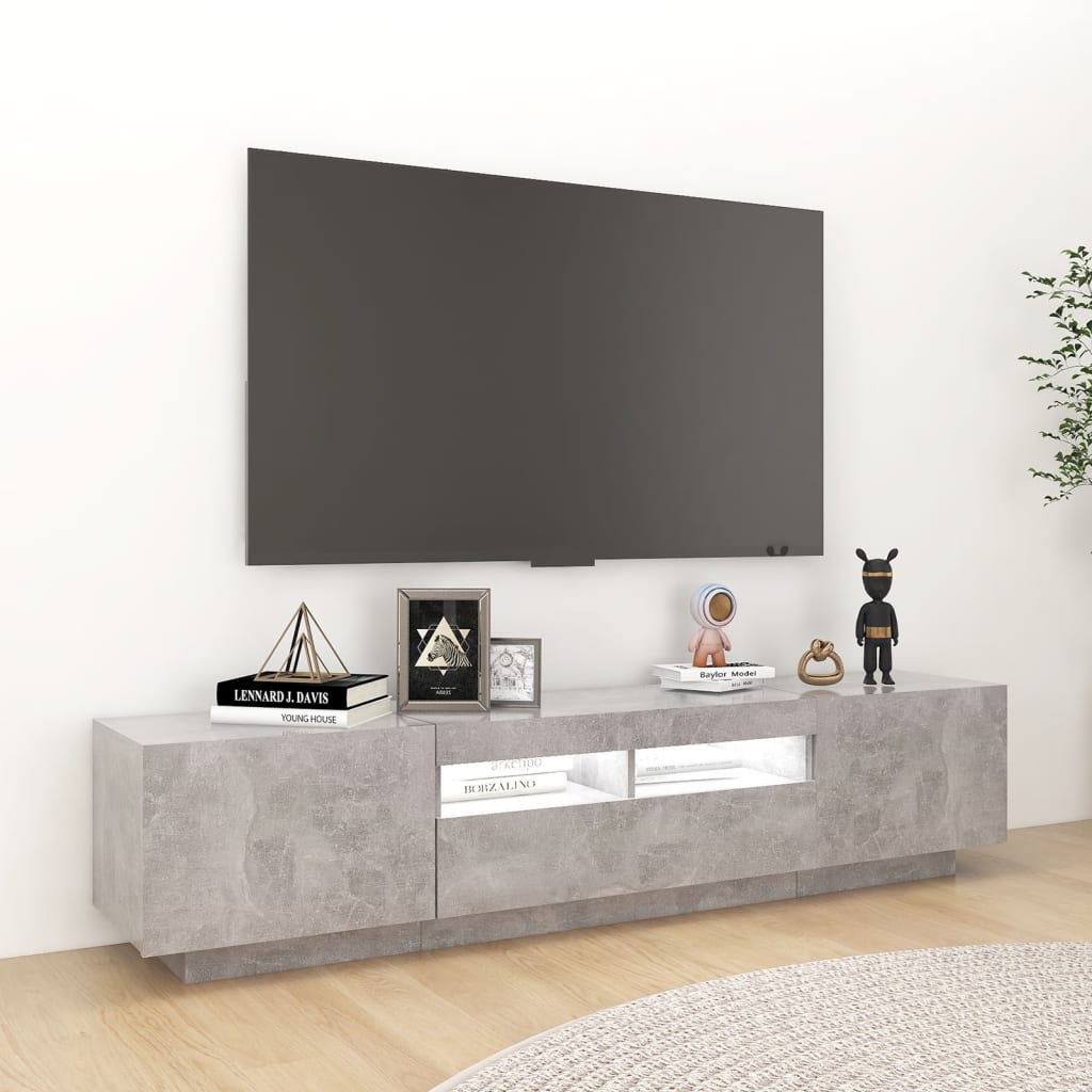 Móvel de TV com luzes LED 180x35x40 cm branco