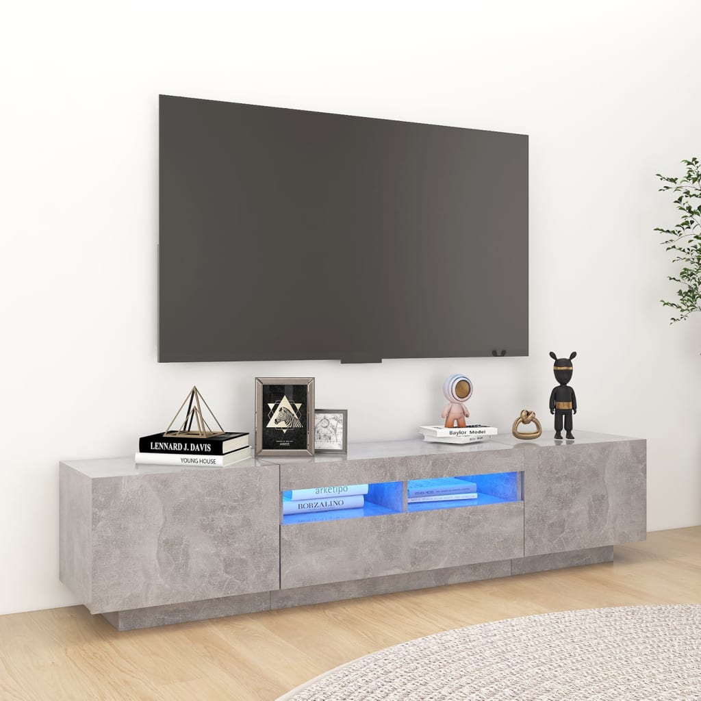 Móvel de TV com luzes LED 180x35x40 cm branco