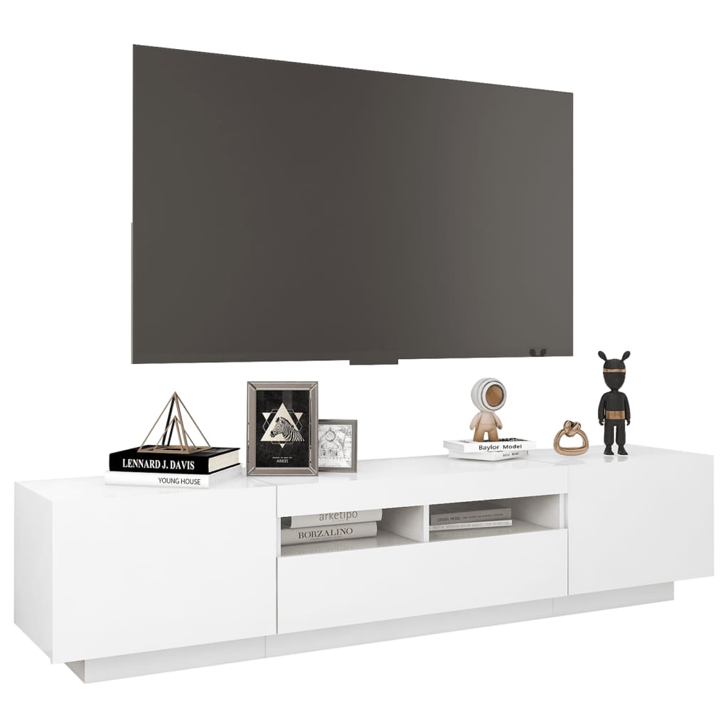 Móvel de TV com luzes LED 180x35x40 cm branco