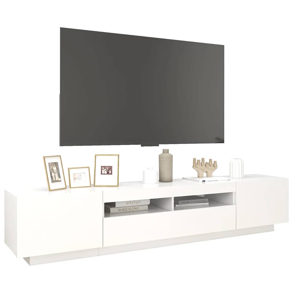 Móvel de TV com luzes LED 180x35x40 cm branco