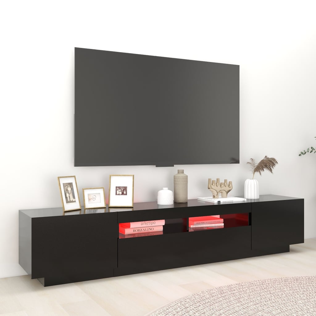 Móvel de TV com luzes LED 180x35x40 cm branco