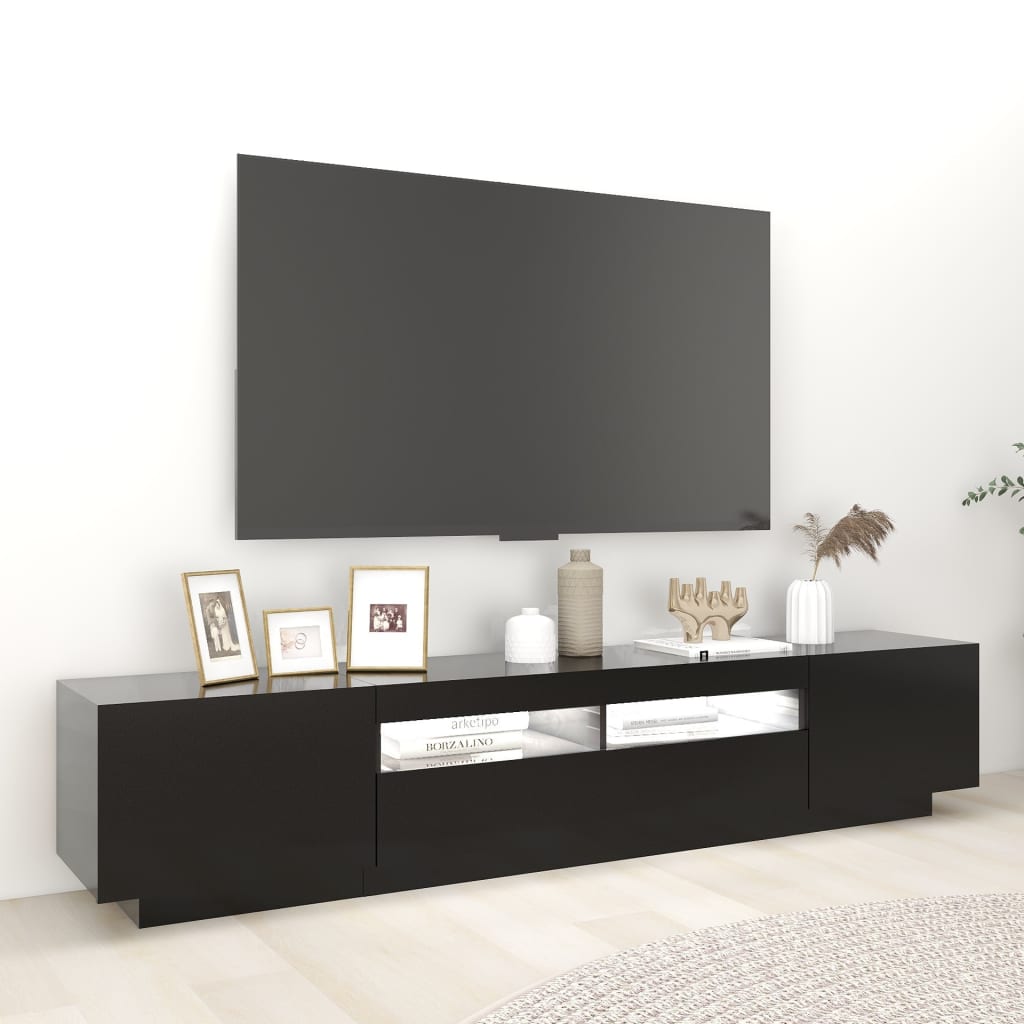Móvel de TV com luzes LED 180x35x40 cm branco