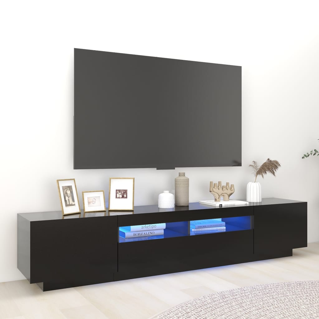 Móvel de TV com luzes LED 180x35x40 cm branco