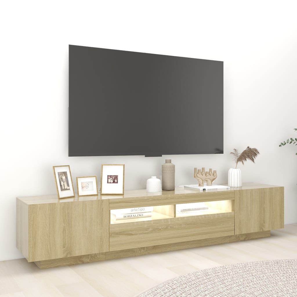 Móvel de TV com luzes LED 180x35x40 cm branco
