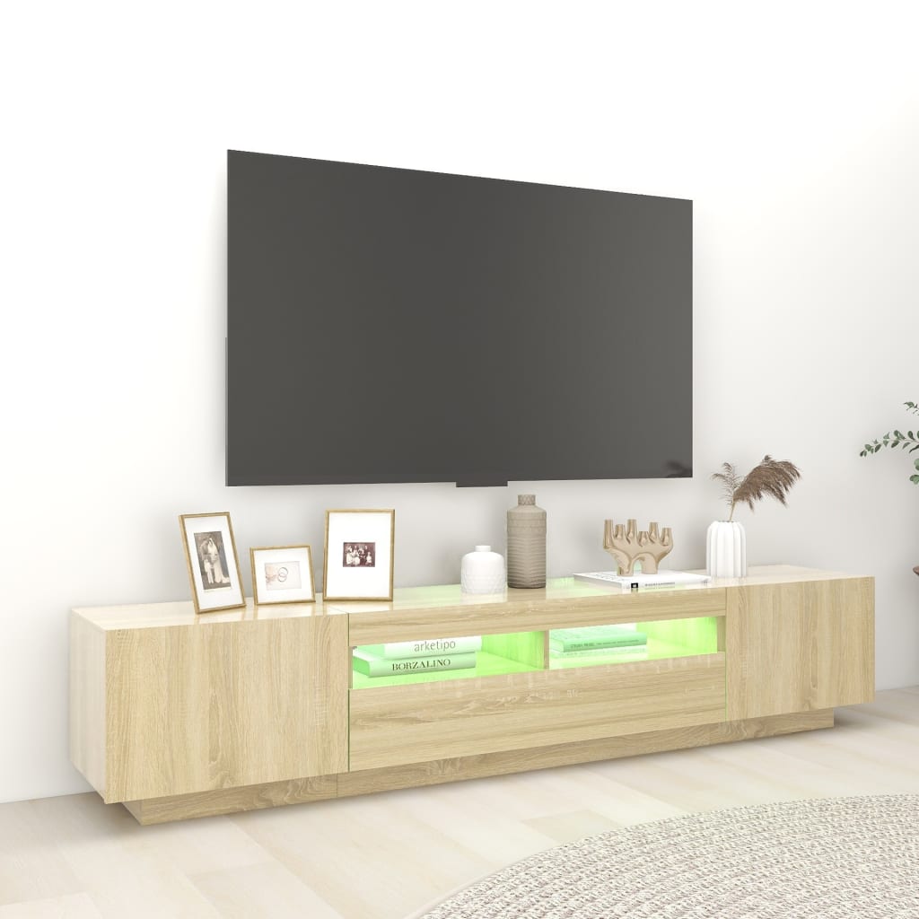 Móvel de TV com luzes LED 180x35x40 cm branco