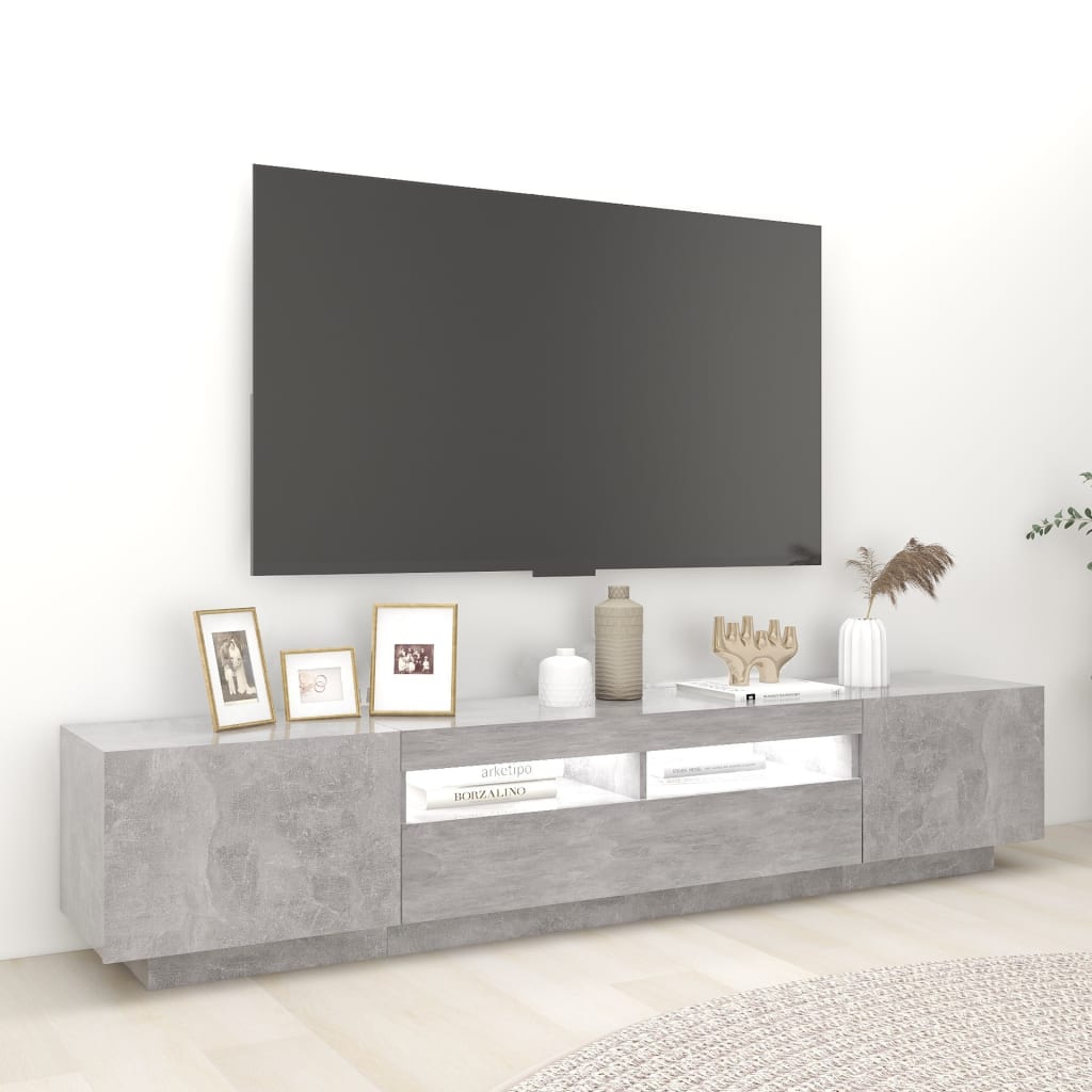 Móvel de TV com luzes LED 180x35x40 cm branco