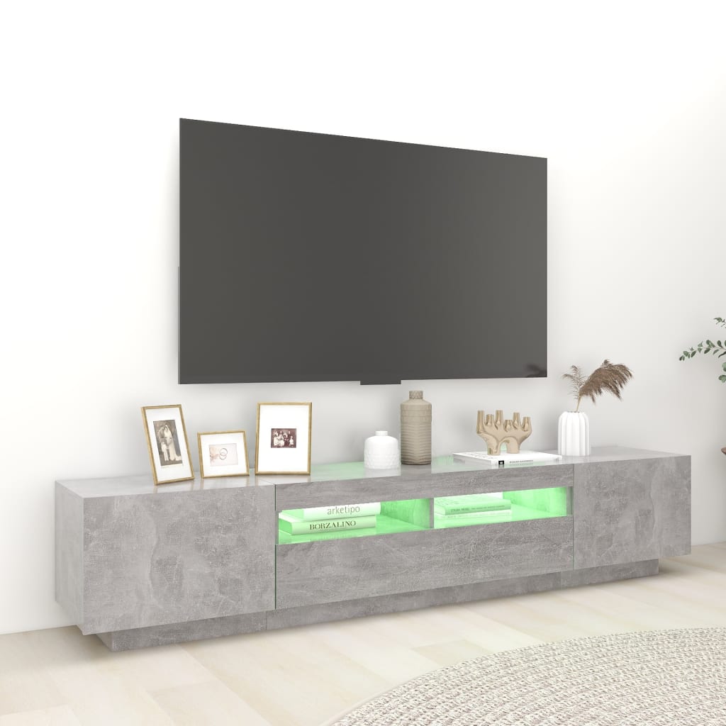 Móvel de TV com luzes LED 180x35x40 cm branco