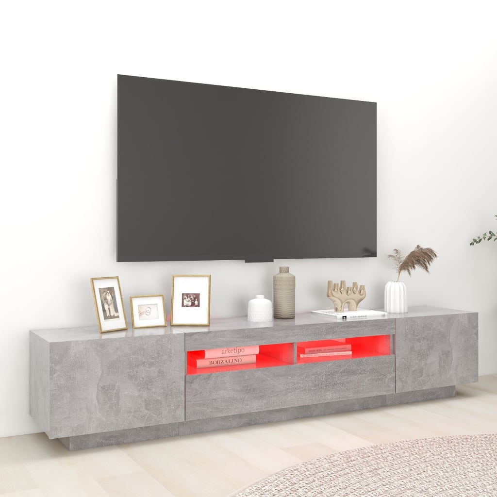 Móvel de TV com luzes LED 180x35x40 cm branco