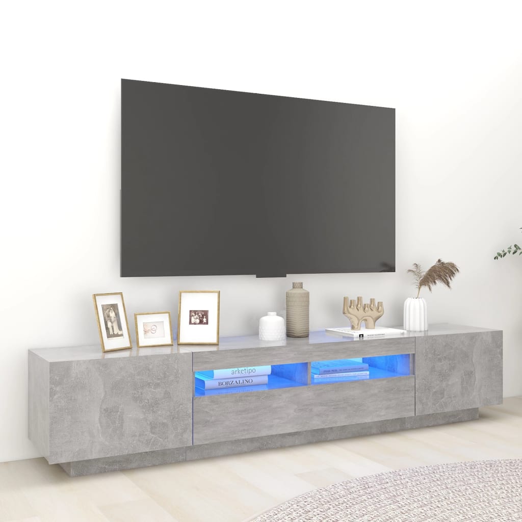 Móvel de TV com luzes LED 180x35x40 cm branco
