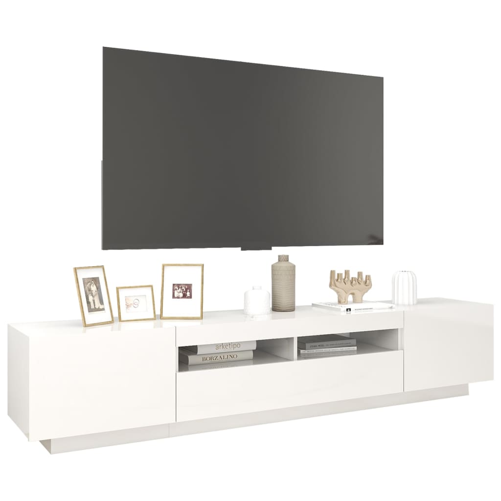 Móvel de TV com luzes LED 180x35x40 cm branco