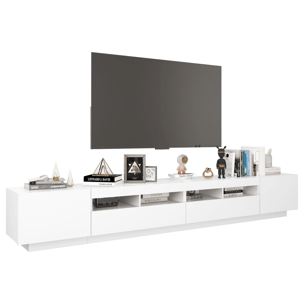 Móvel de TV com luzes LED 260x35x40 cm branco