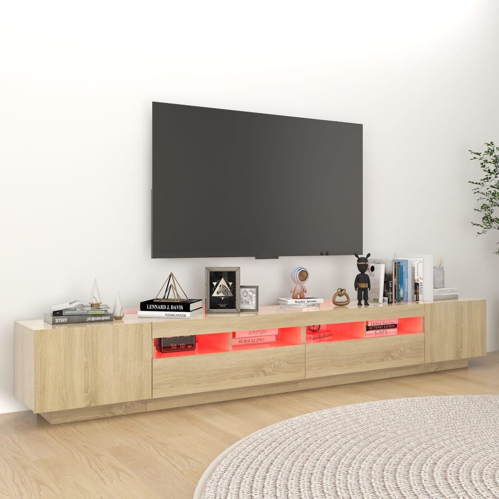 Móvel de TV com luzes LED 260x35x40 cm branco