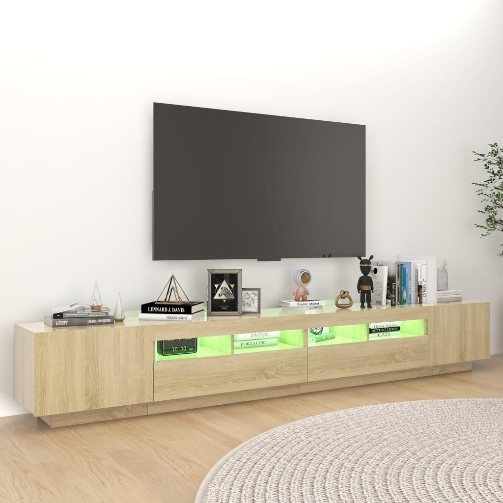 Móvel de TV com luzes LED 260x35x40 cm branco