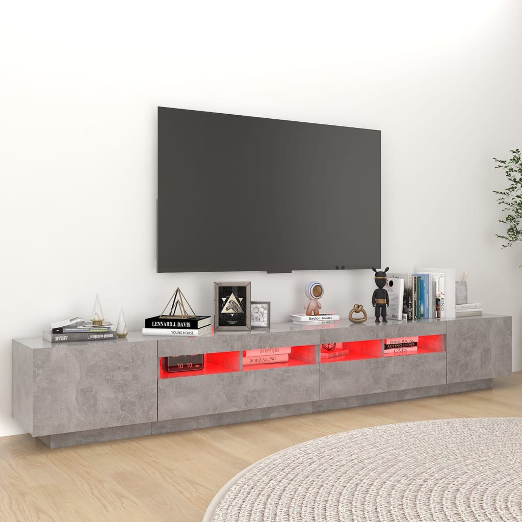 Móvel de TV com luzes LED 260x35x40 cm branco