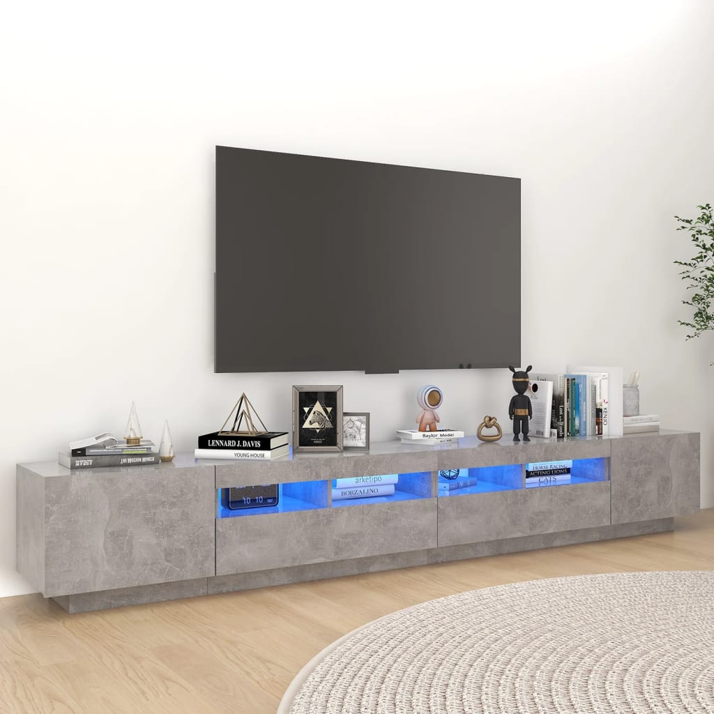 Móvel de TV com luzes LED 260x35x40 cm branco