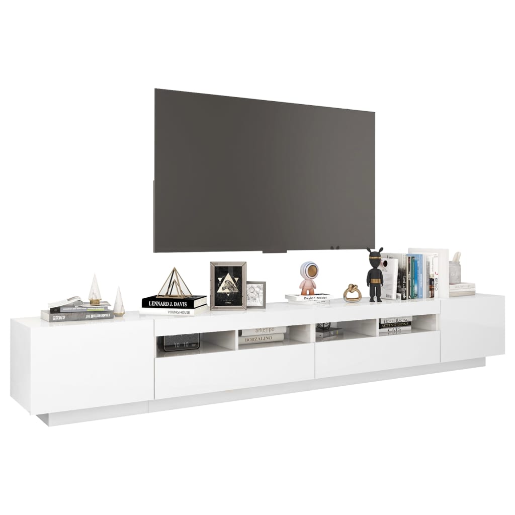 Móvel de TV com luzes LED 260x35x40 cm branco
