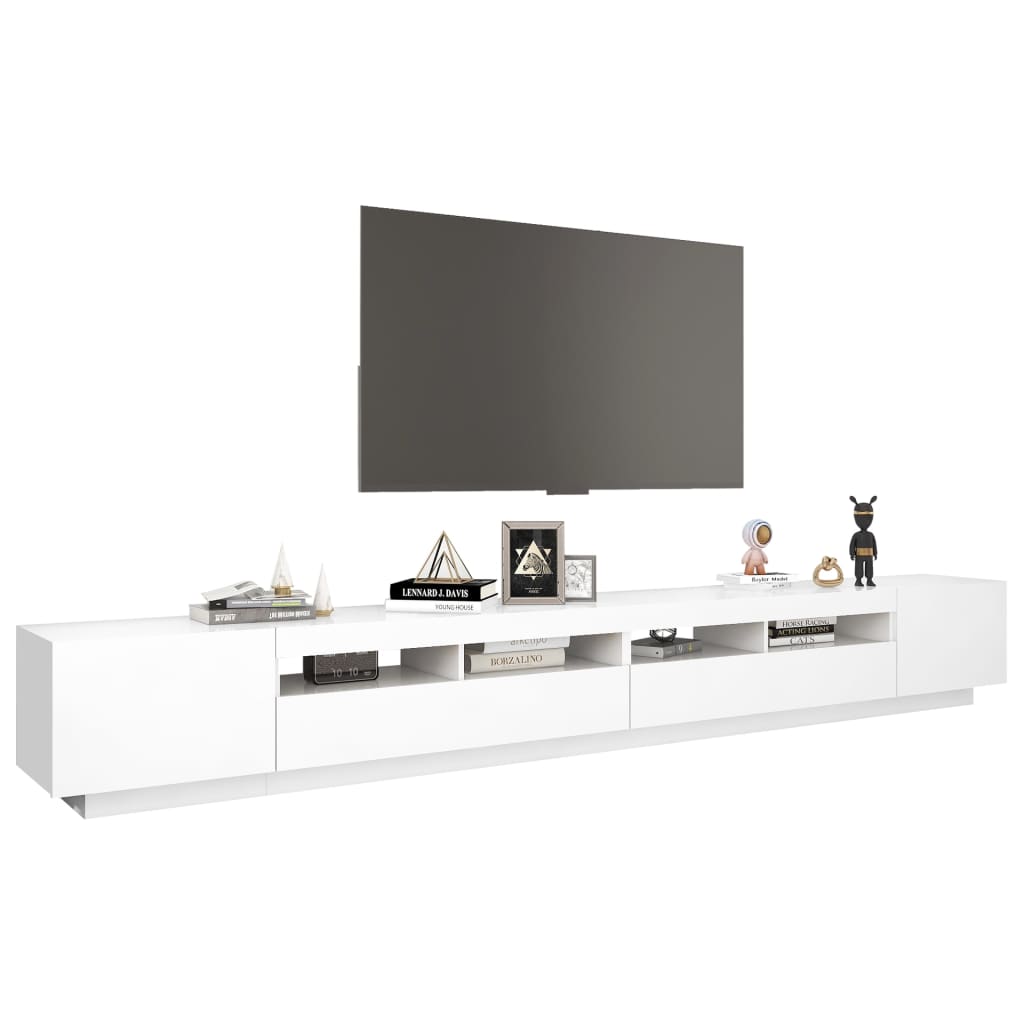 Móvel de TV com luzes LED 260x35x40 cm branco