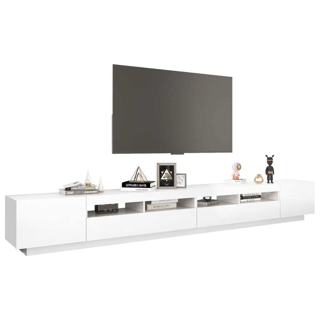 Móvel de TV com luzes LED 260x35x40 cm branco