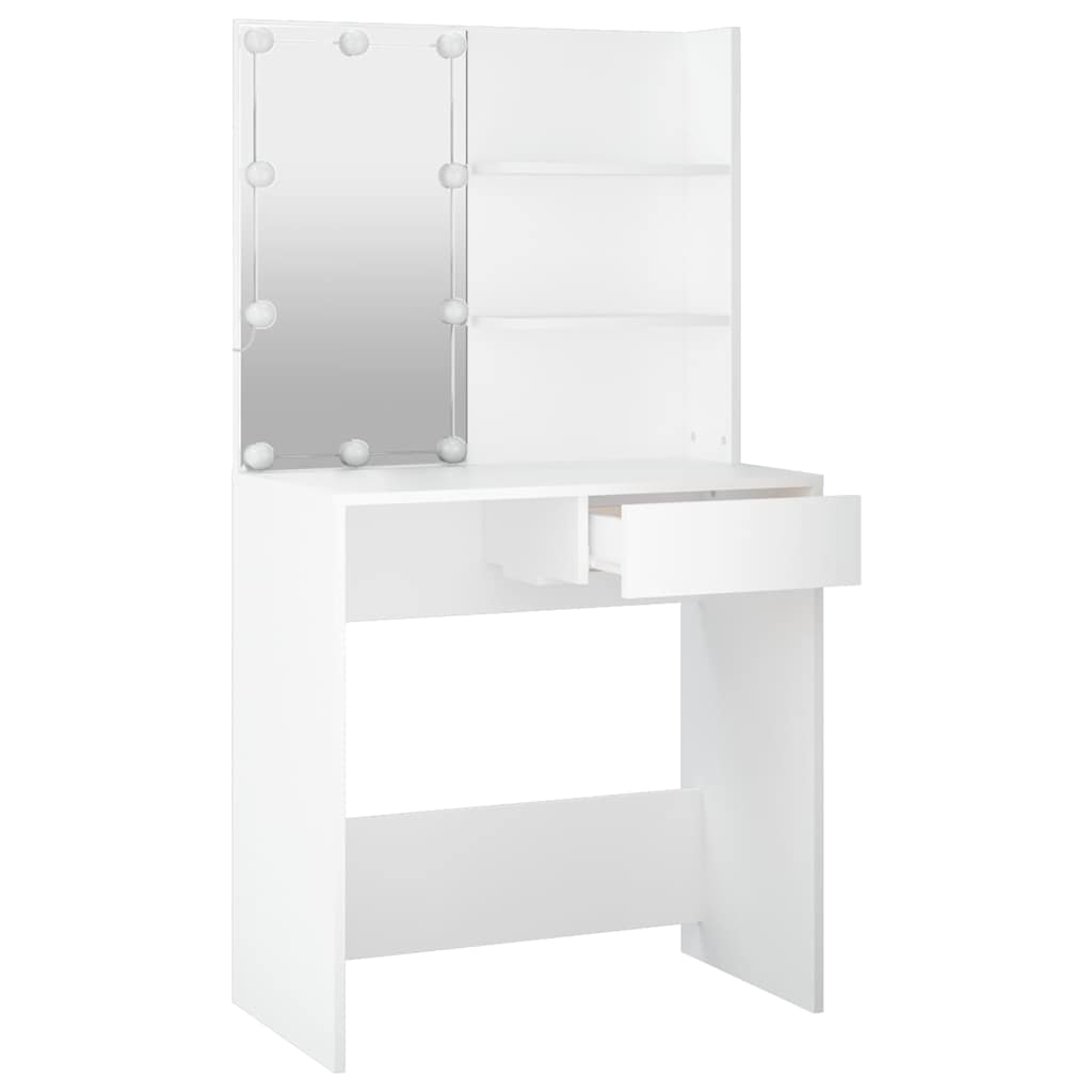 Toucador com LEDs 74,5x40x141 cm branco brilhante
