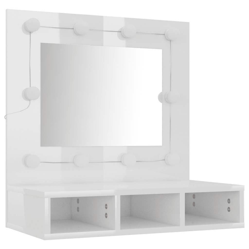 Armário espelhado com luzes LED 60x31,5x62 cm branco
