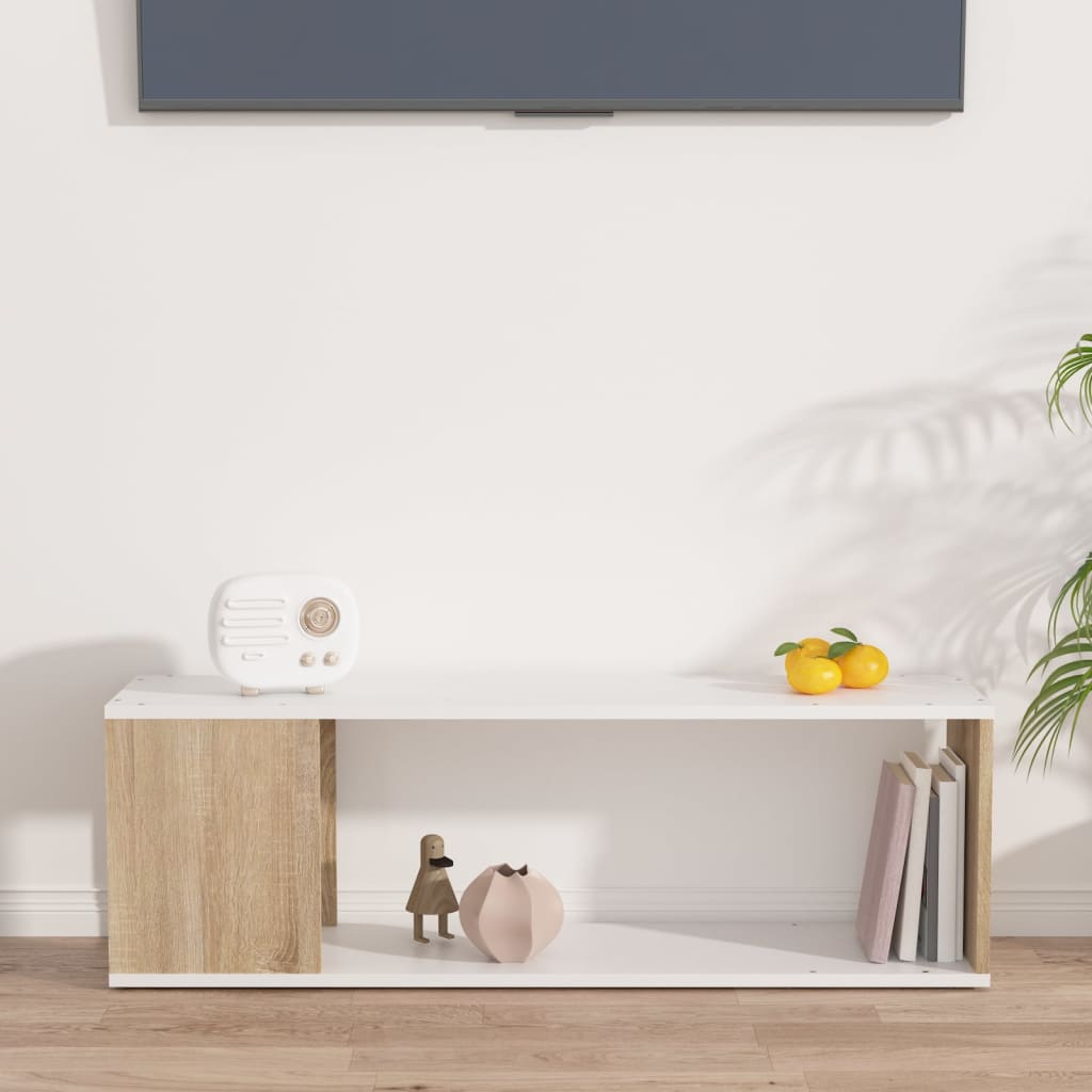 Móvel de TV 100x24x32 cm derivados de madeira branco brilhante