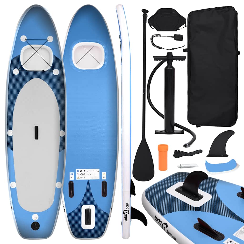 Conjunto prancha de paddle SUP insuflável 300x76x10 cm azul mar