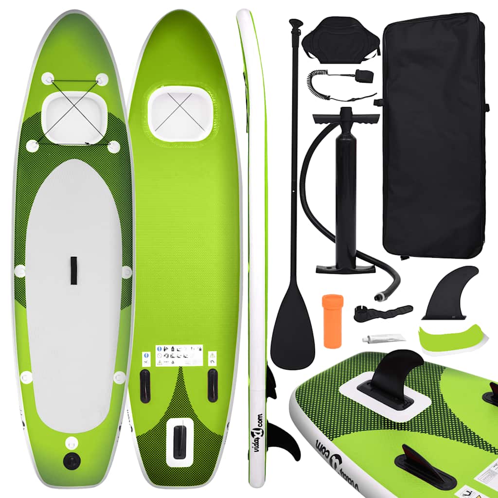 Conjunto prancha de paddle SUP insuflável 330x76x10 cm verde