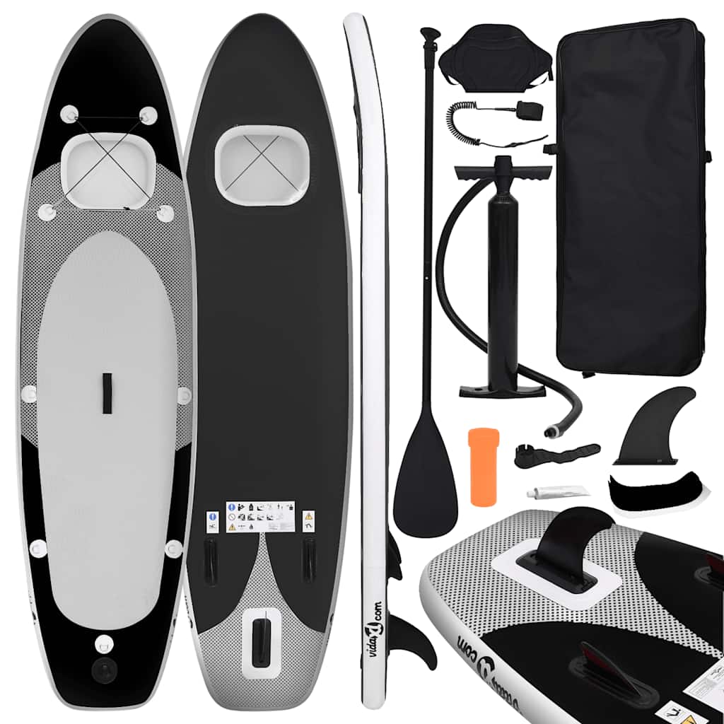 Conjunto prancha de paddle SUP insuflável 330x76x10 cm preto