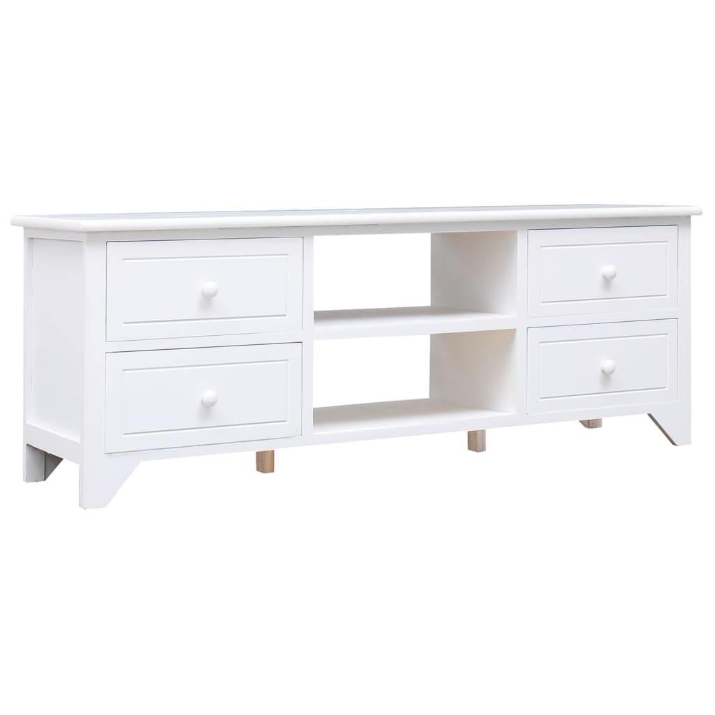 Móvel de TV 108x30x40 cm madeira paulownia maciça branco