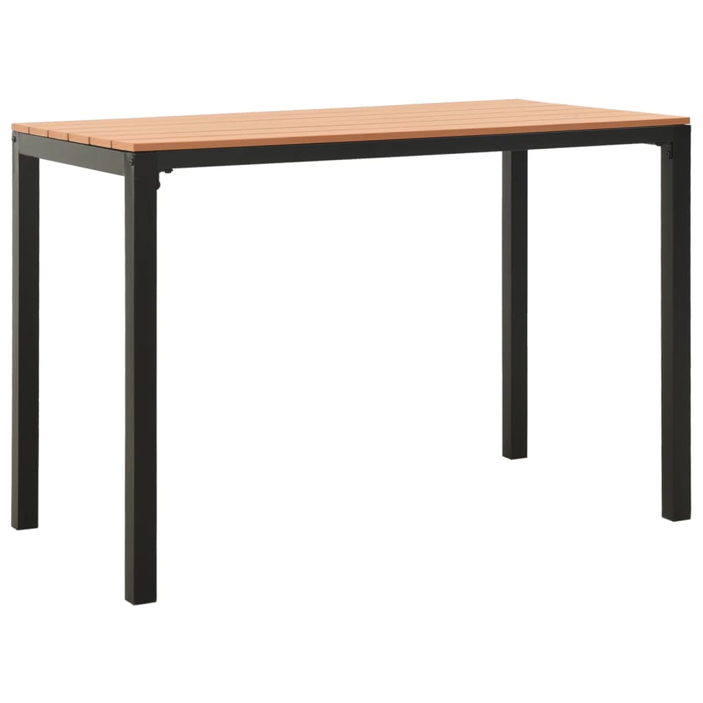 3 pcs conjunto de jantar para jardim aço e WPC castanho e preto