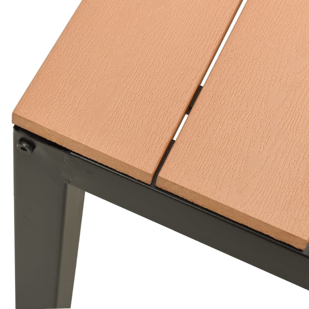 3 pcs conjunto de jantar para jardim aço e WPC castanho e preto