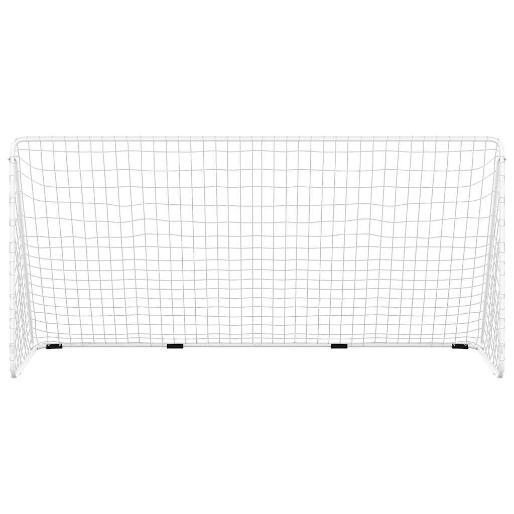 Baliza de futebol com rede 366x122x182 cm aço branco