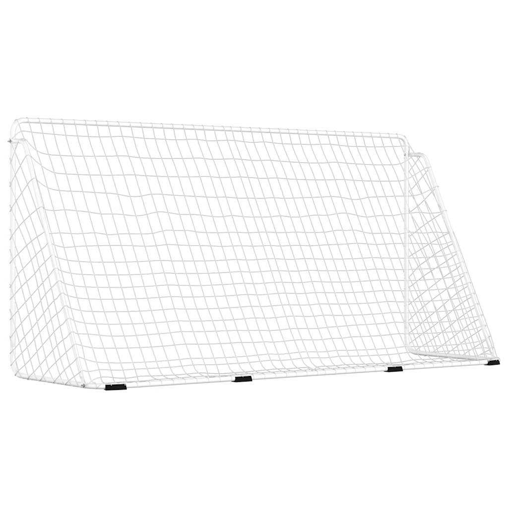 Baliza de futebol com rede 366x122x182 cm aço branco