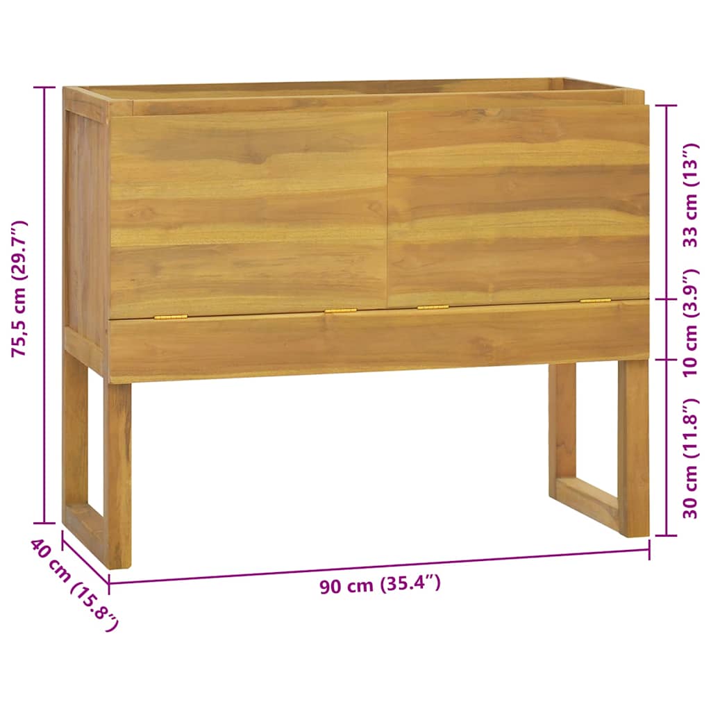 Armário de casa de banho 90x40x75,5 cm madeira de teca maciça
