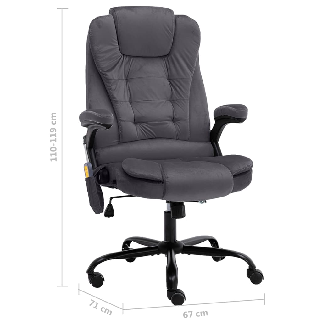 Cadeira escritório c/ função de massagem veludo cinzento-claro