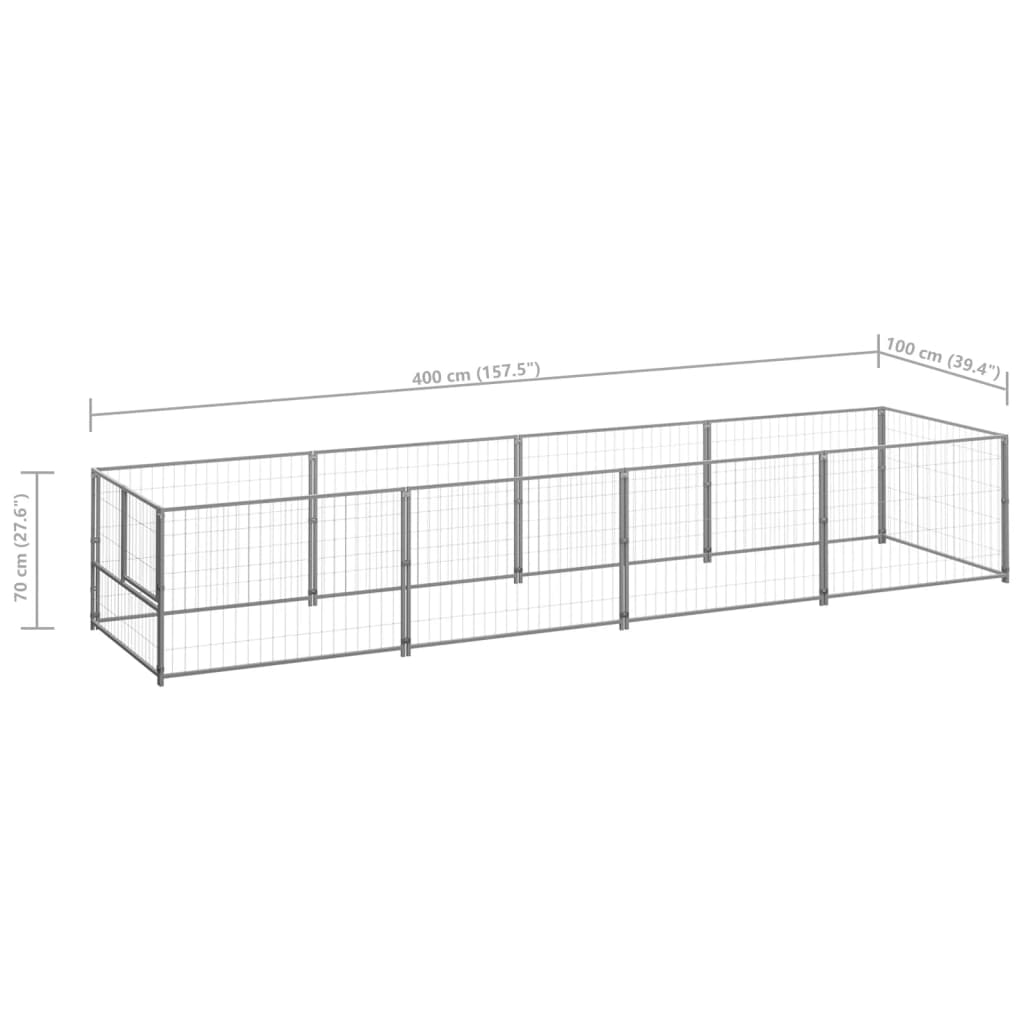 Canil para cães 4 m² aço prateado