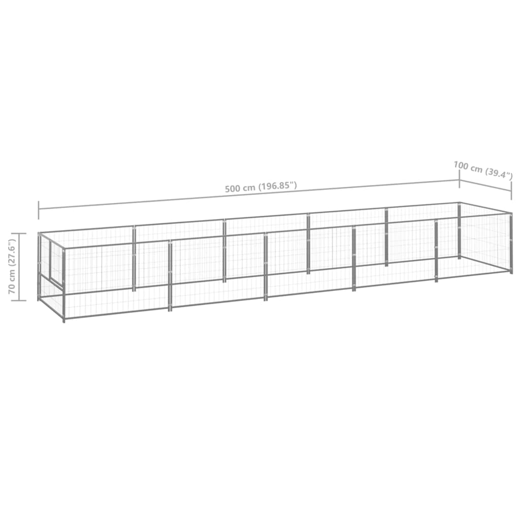 Canil para cães 5 m² aço prateado