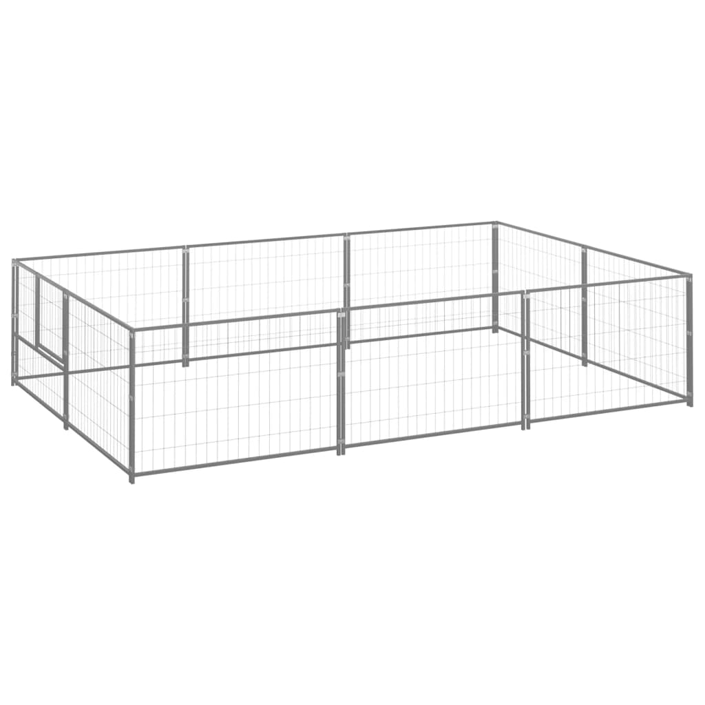 Canil para cães 6 m² aço prateado