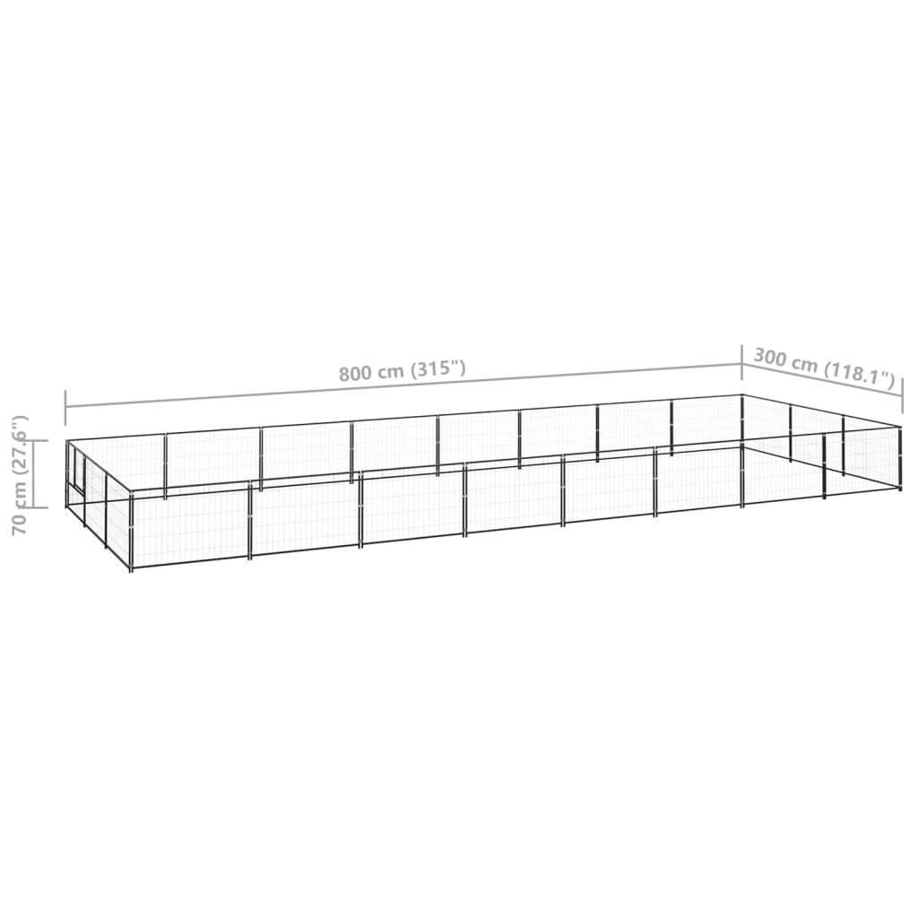 Canil para cães 24 m² aço preto