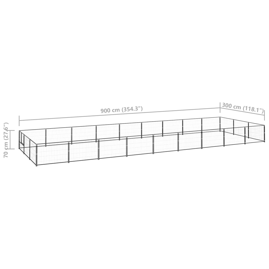 Canil para cães 27 m² aço preto