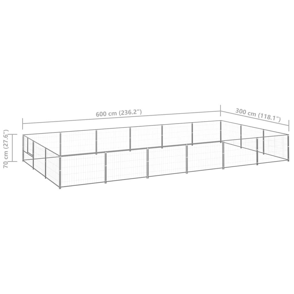 Canil para cães 18 m² aço prateado