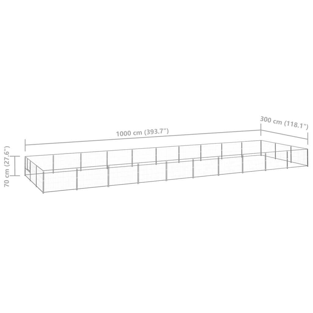 Canil para cães 30 m² aço prateado