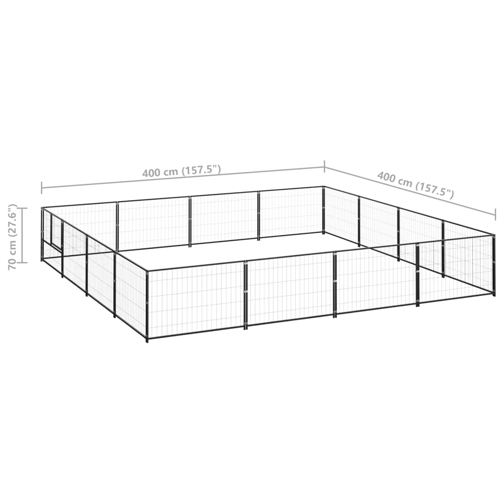 Canil para cães 16 m² aço preto