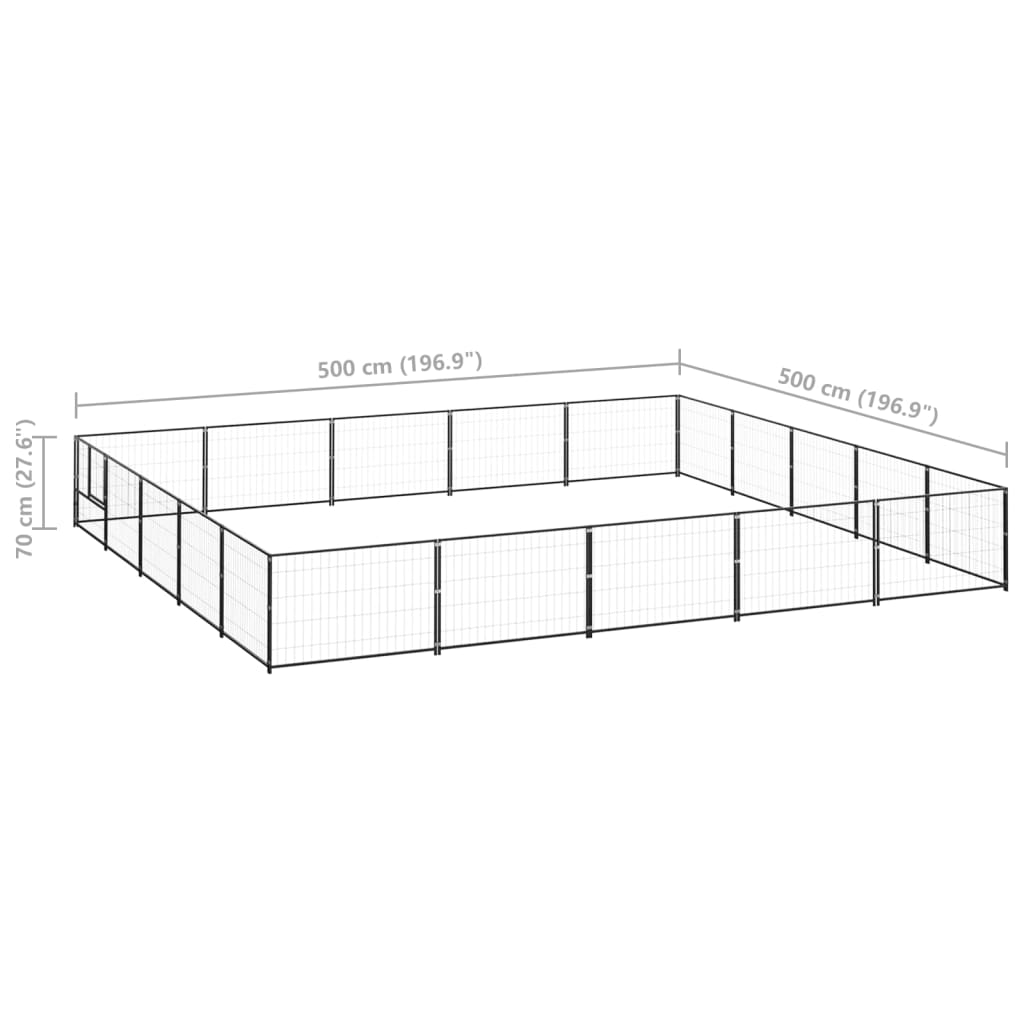 Canil para cães 25 m² aço preto