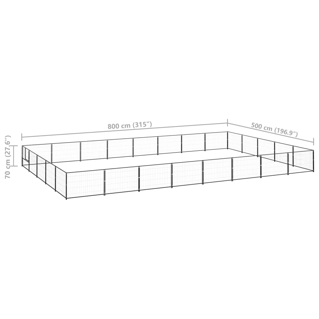 Canil para cães 40 m² aço preto