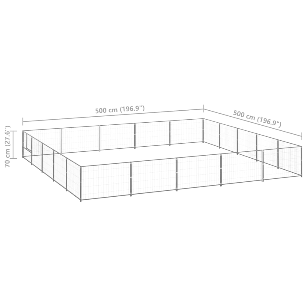 Canil para cães 25 m² aço prateado